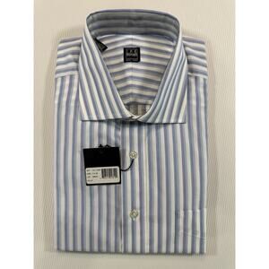 Ike Behar New York 17.5 35 Blue White Stripe Dress Shirt NWT Canada